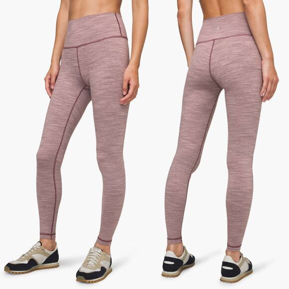 Lululemon Wunder Under High Rise 28" Luxtreme Purple Stripe Workout Leggings - Picture 1 of 8